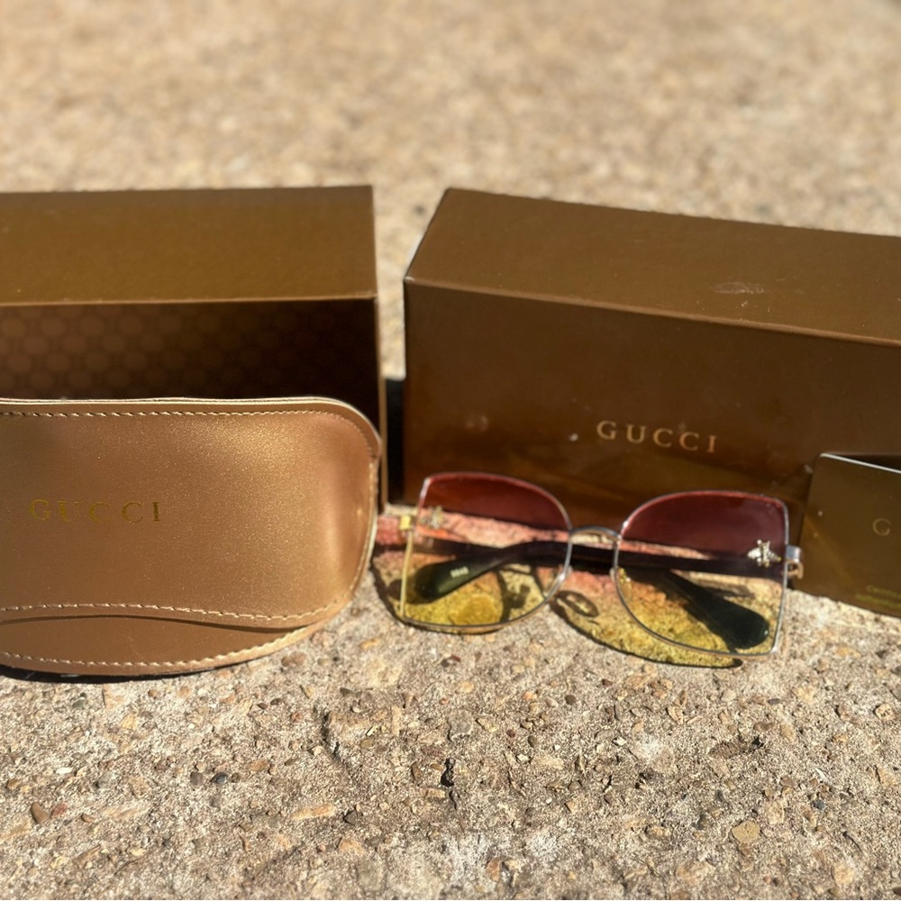 Gucci Gold and Brown Sunglasses with Elegant Design
